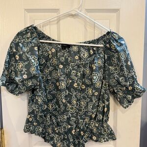 J. Crew Floral Off-Shoulder Blouse in Blue and Yellow